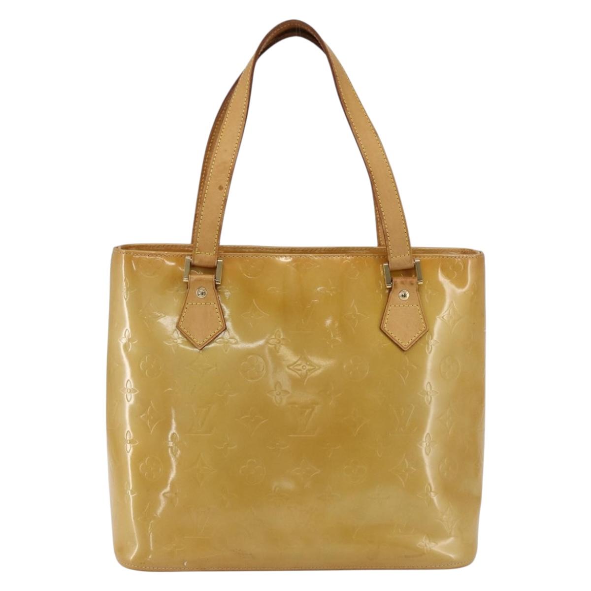 LOUIS VUITTON Monogram Vernis Houston Hand Bag Beige M91004 LV Auth 169339