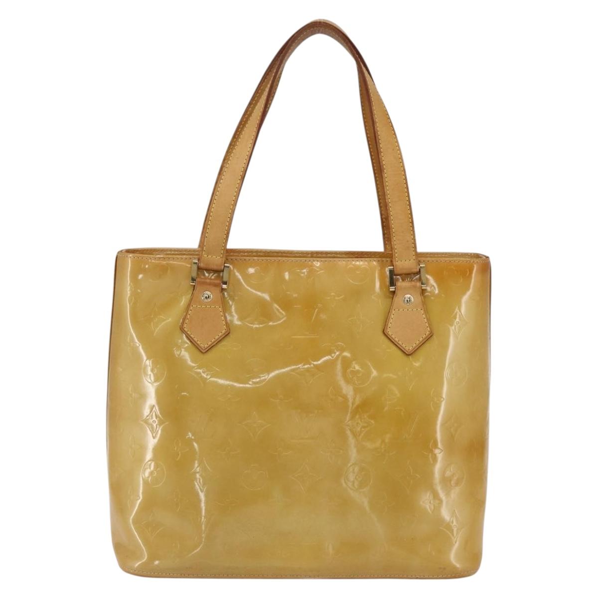 LOUIS VUITTON Monogram Vernis Houston Hand Bag Beige M91004 LV Auth 169339