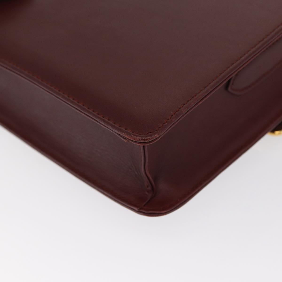 CARTIER Must Line Shoulder Bag Leather Bordeaux Gold Auth 169367