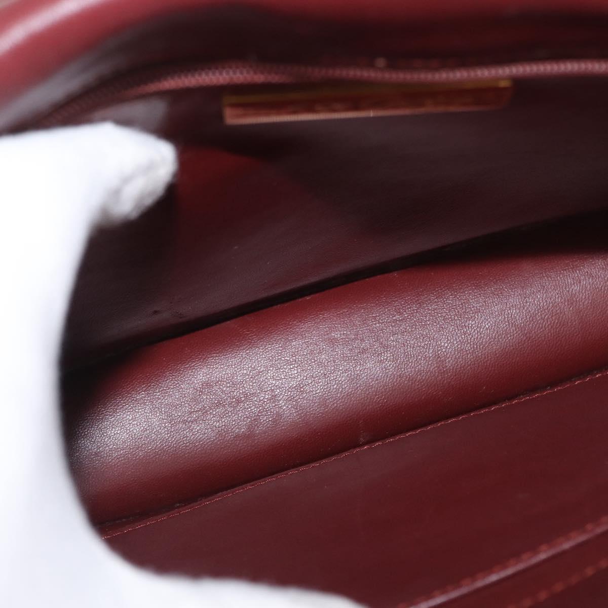 CARTIER Must Line Shoulder Bag Leather Bordeaux Gold Auth 169367