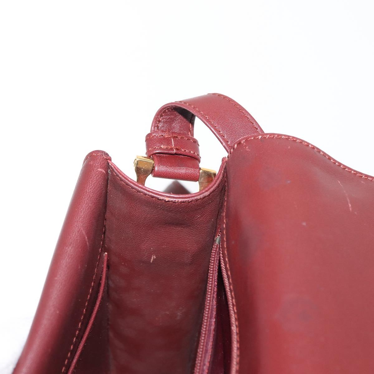 CARTIER Must Line Shoulder Bag Leather Bordeaux Gold Auth 169367