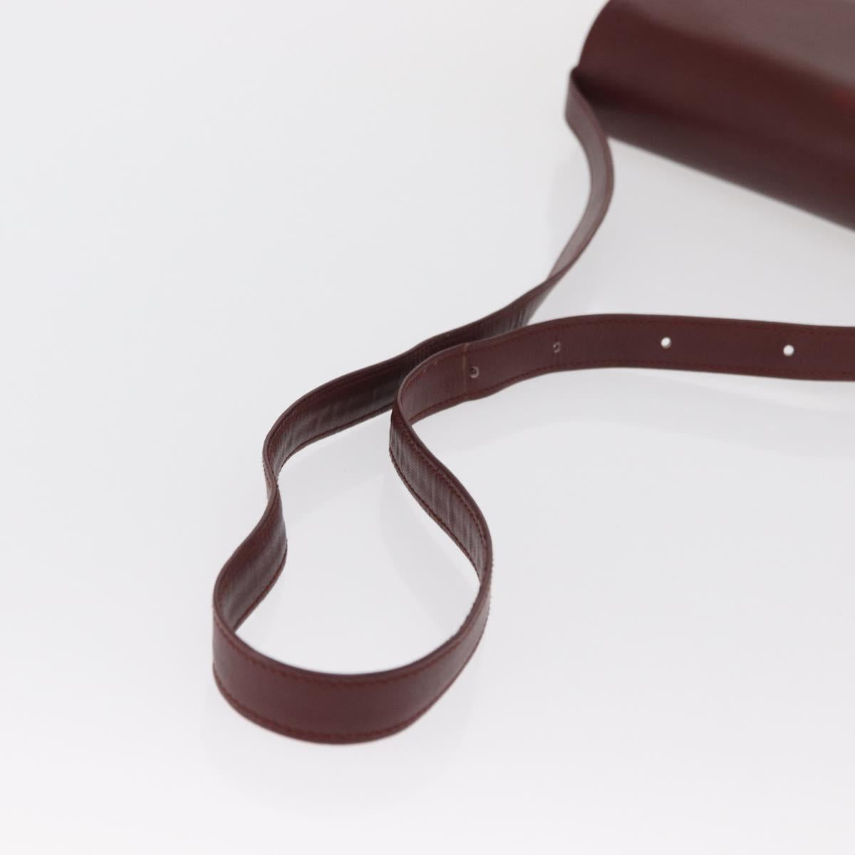 CARTIER Must Line Shoulder Bag Leather Bordeaux Gold Auth 169367