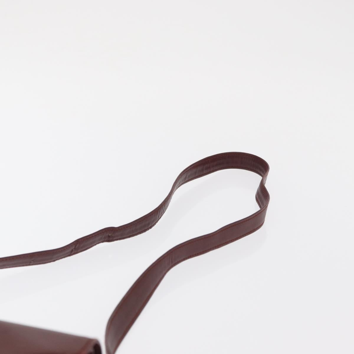 CARTIER Must Line Shoulder Bag Leather Bordeaux Gold Auth 169367