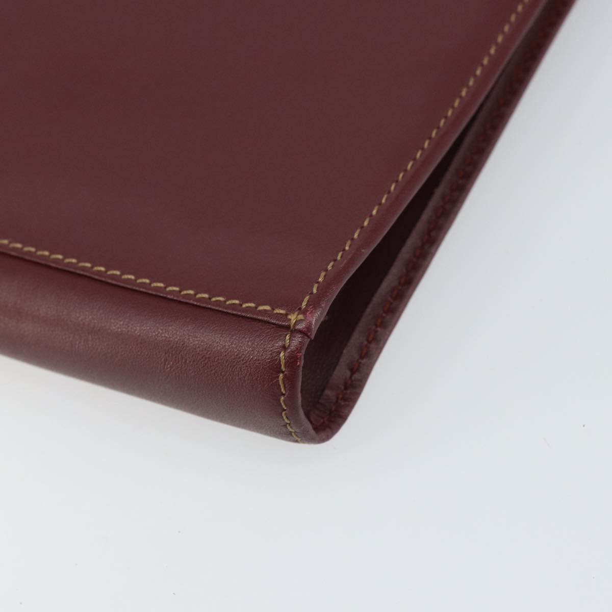CARTIER Must Line Clutch Bag Leather Bordeaux Gold Auth 169370