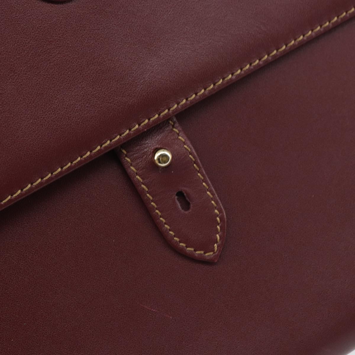 CARTIER Must Line Clutch Bag Leather Bordeaux Gold Auth 169370