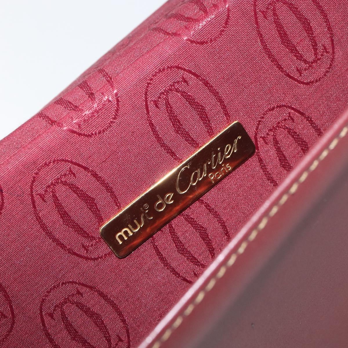 CARTIER Must Line Clutch Bag Leather Bordeaux Gold Auth 169370