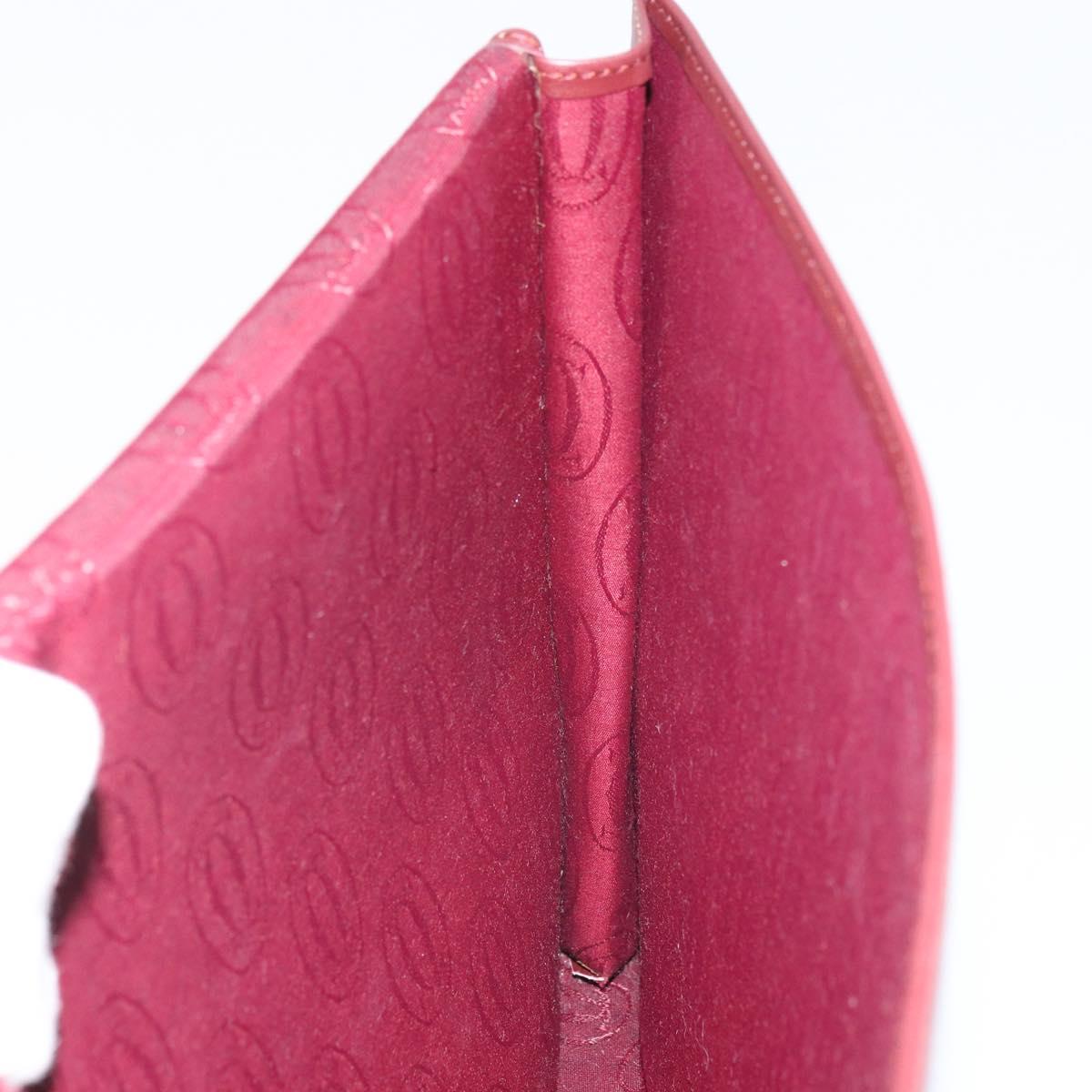 CARTIER Must Line Clutch Bag Leather Bordeaux Gold Auth 169370