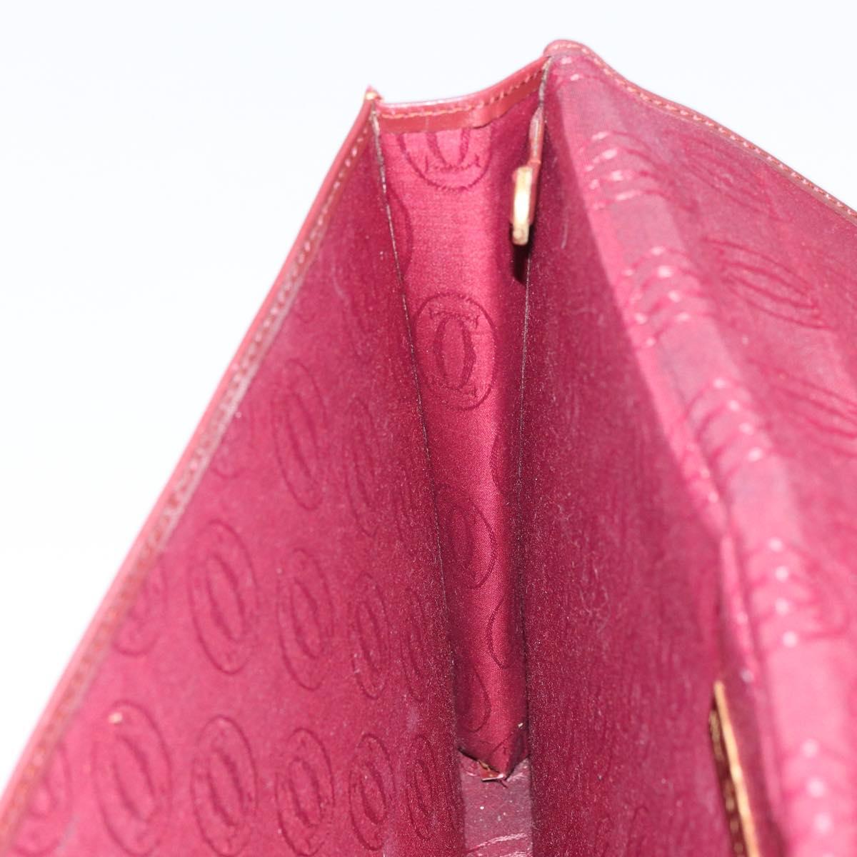 CARTIER Must Line Clutch Bag Leather Bordeaux Gold Auth 169370