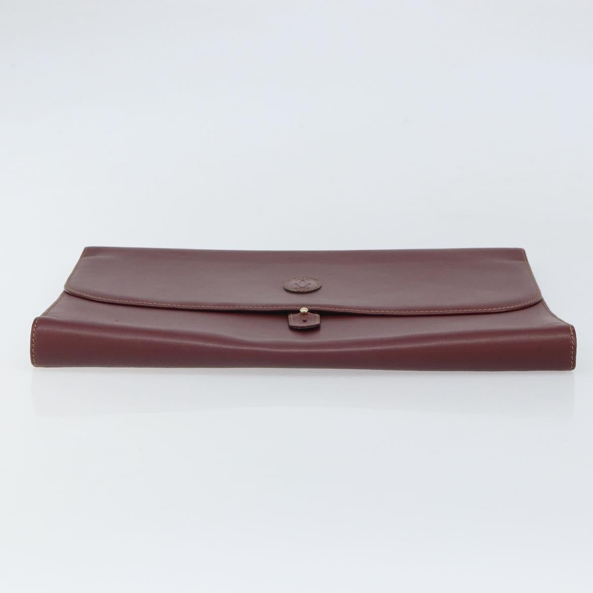 CARTIER Must Line Clutch Bag Leather Bordeaux Gold Auth 169370