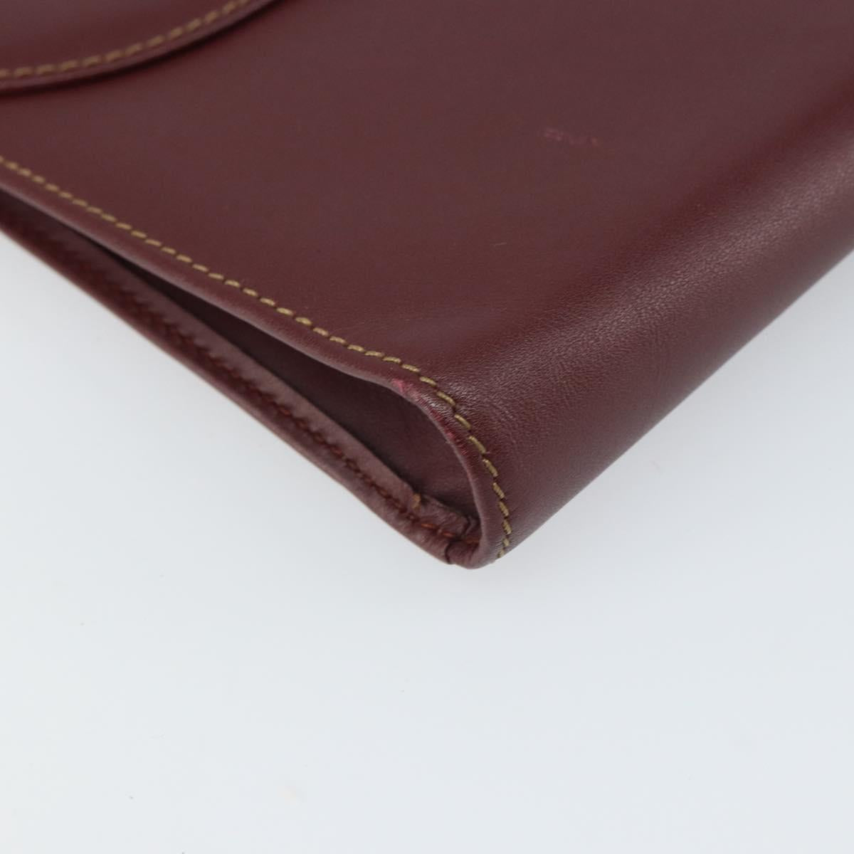 CARTIER Must Line Clutch Bag Leather Bordeaux Gold Auth 169370