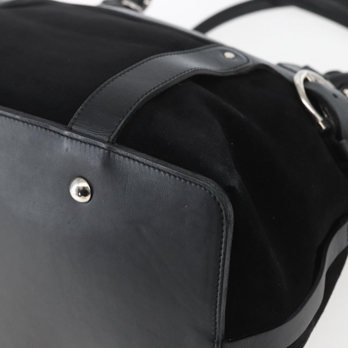 Salvatore Ferragamo Hand Bag Suede Black Silver Auth 169371