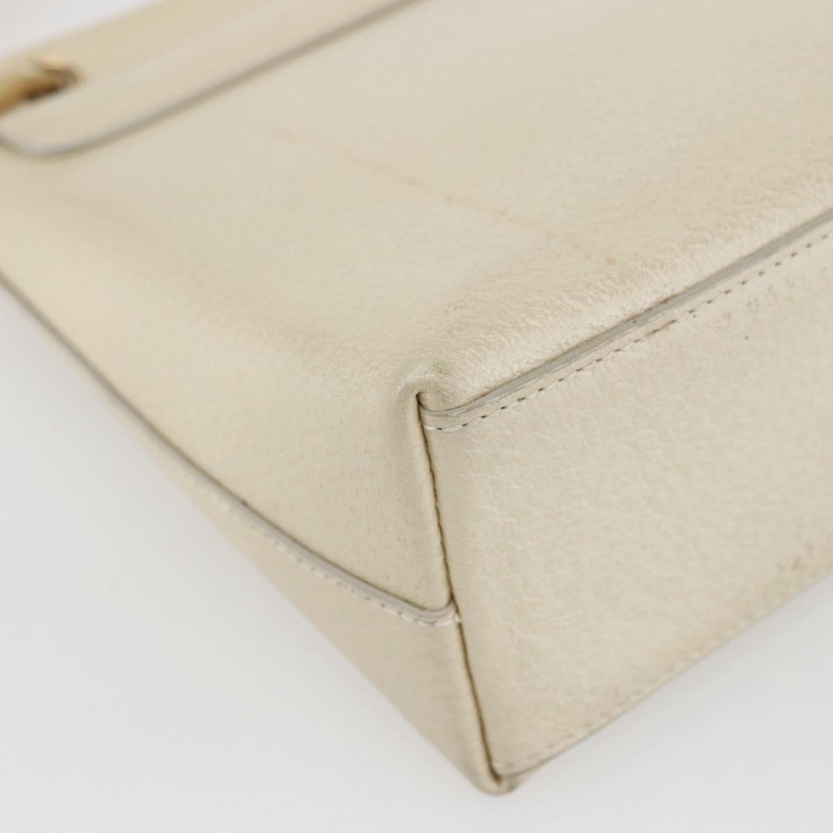 GUCCI Bamboo Hand Bag Leather White Gold 000 1014 1888 Auth 169372