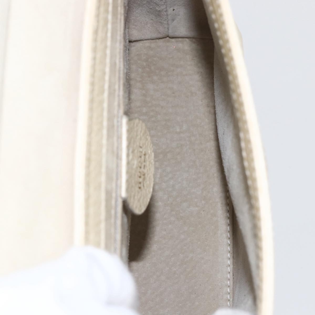 GUCCI Bamboo Hand Bag Leather White Gold 000 1014 1888 Auth 169372