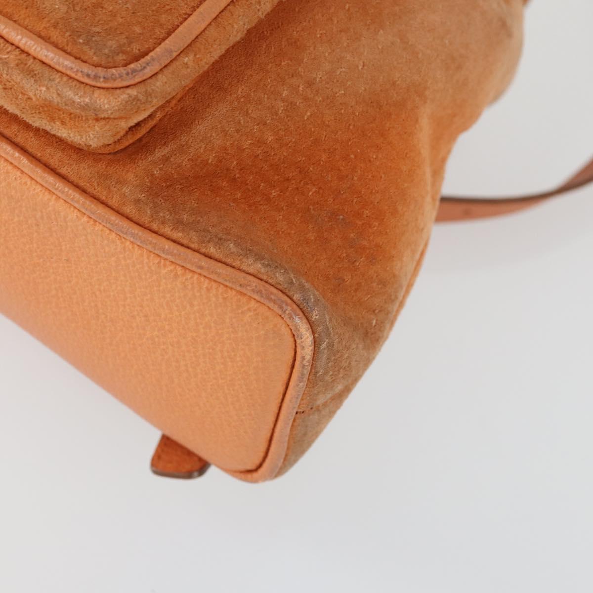 GUCCI Bamboo Backpack Suede Orange Gold Auth 169373