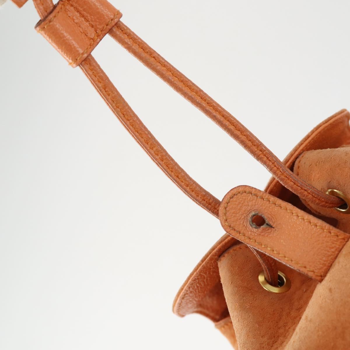 GUCCI Bamboo Backpack Suede Orange Gold Auth 169373