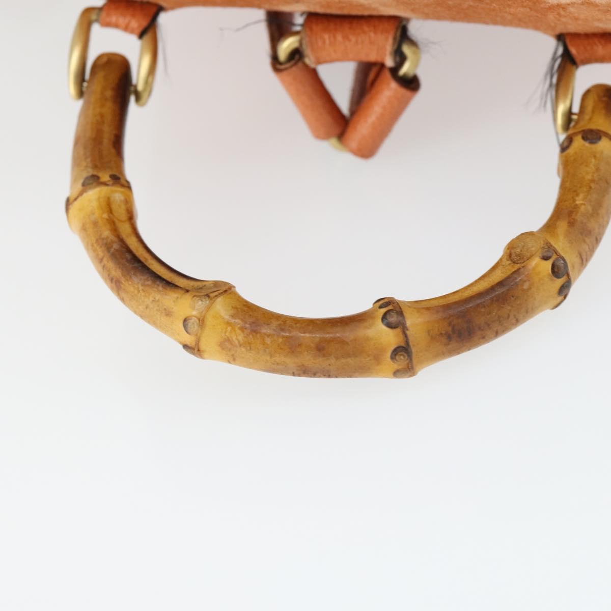 GUCCI Bamboo Backpack Suede Orange Gold Auth 169373