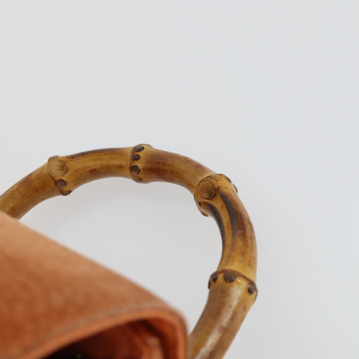 GUCCI Bamboo Backpack Suede Orange Gold Auth 169373