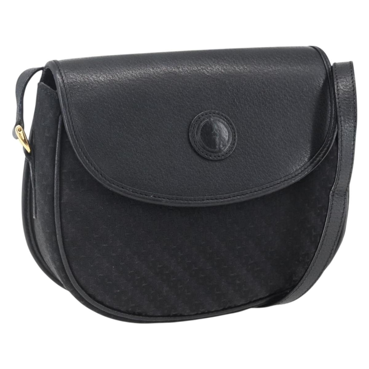 GUCCI Shoulder Bag Canvas Black Gold 007 115 0074 Auth 169374