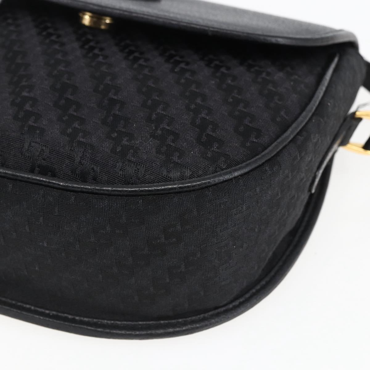 GUCCI Shoulder Bag Canvas Black Gold 007 115 0074 Auth 169374