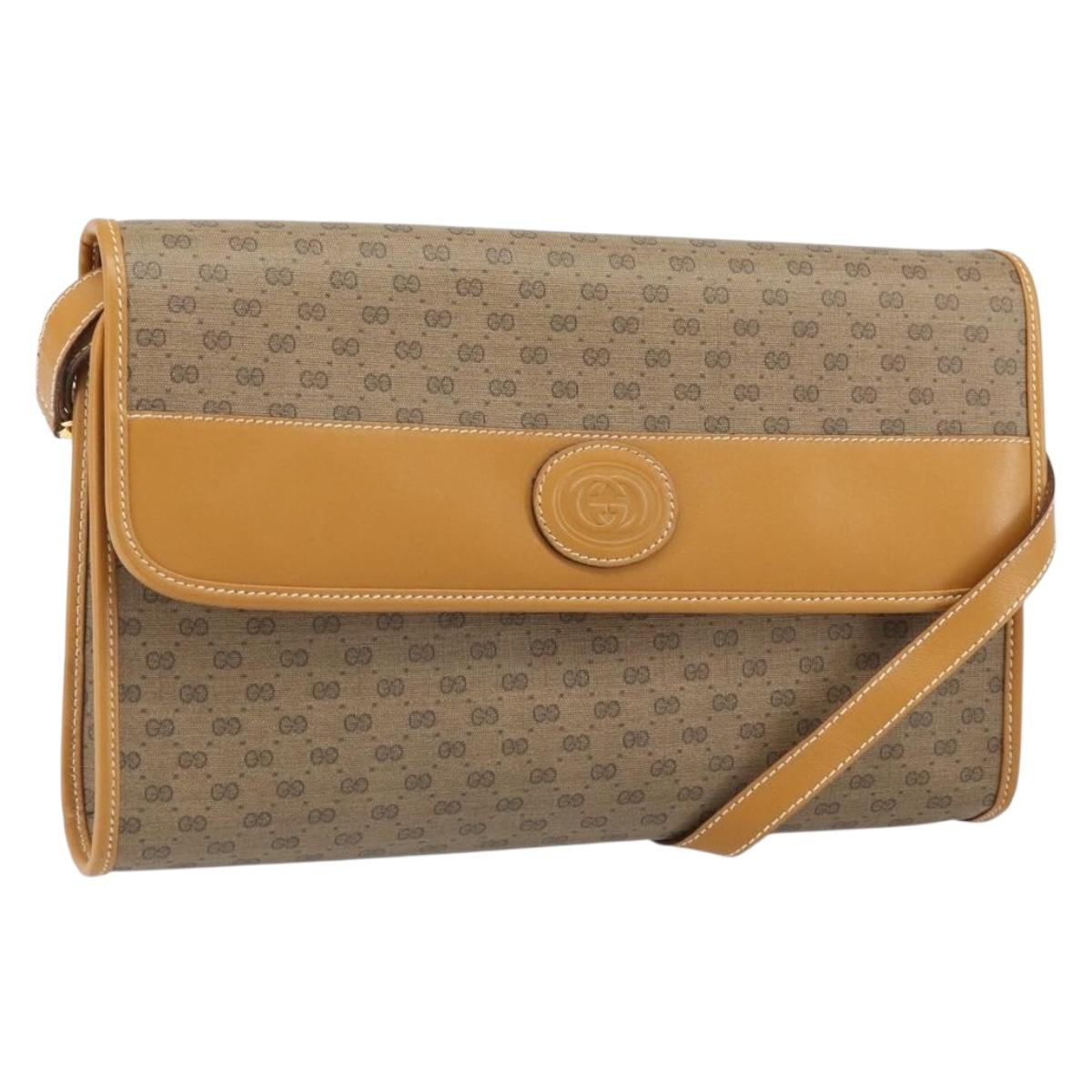 GUCCI Micro GG Supreme Shoulder Bag PVC Beige Gold 004 58 0264 Auth 169375
