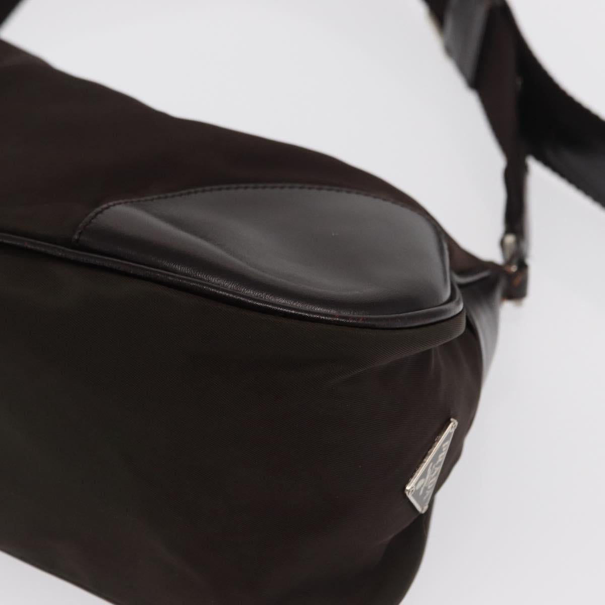 PRADA Shoulder Bag Nylon Khaki Silver Auth 169376