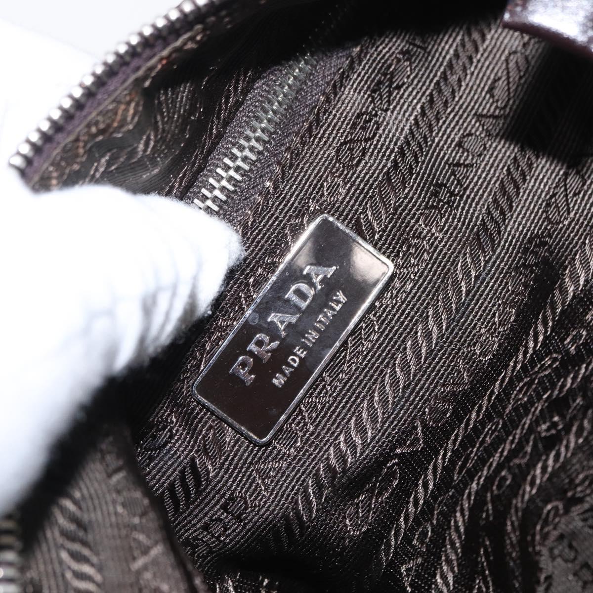 PRADA Shoulder Bag Nylon Khaki Silver Auth 169376