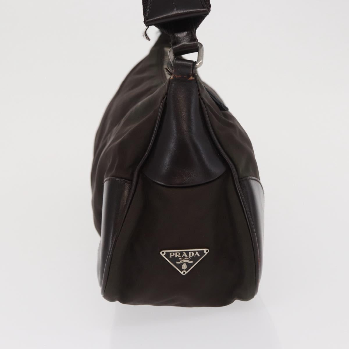 PRADA Shoulder Bag Nylon Khaki Silver Auth 169376