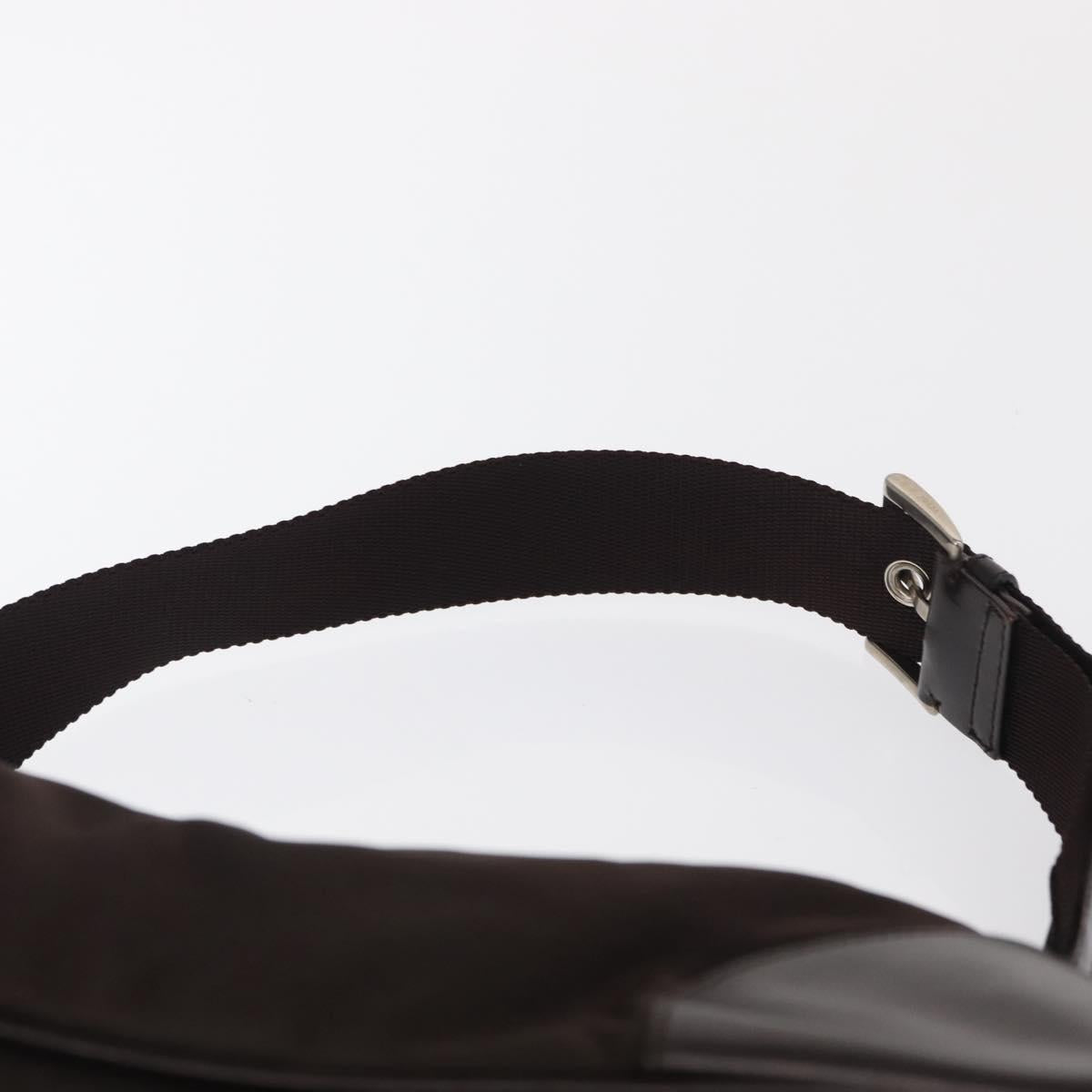 PRADA Shoulder Bag Nylon Khaki Silver Auth 169376