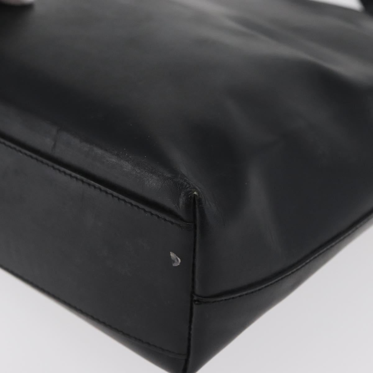 PRADA Hand Bag Leather Black Silver Auth 169378