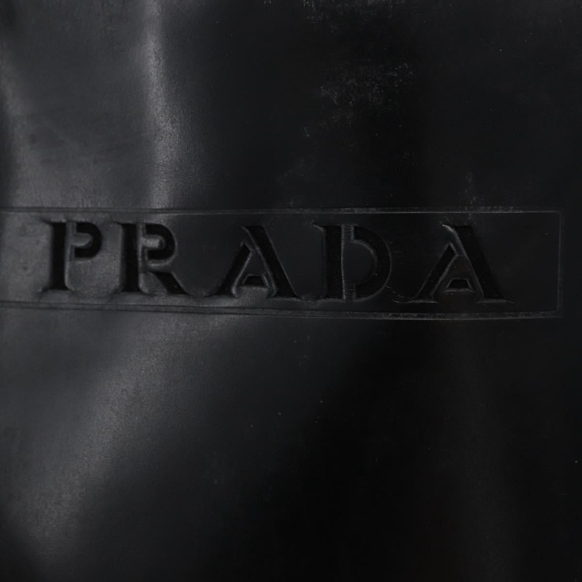 PRADA Hand Bag Leather Black Silver Auth 169378