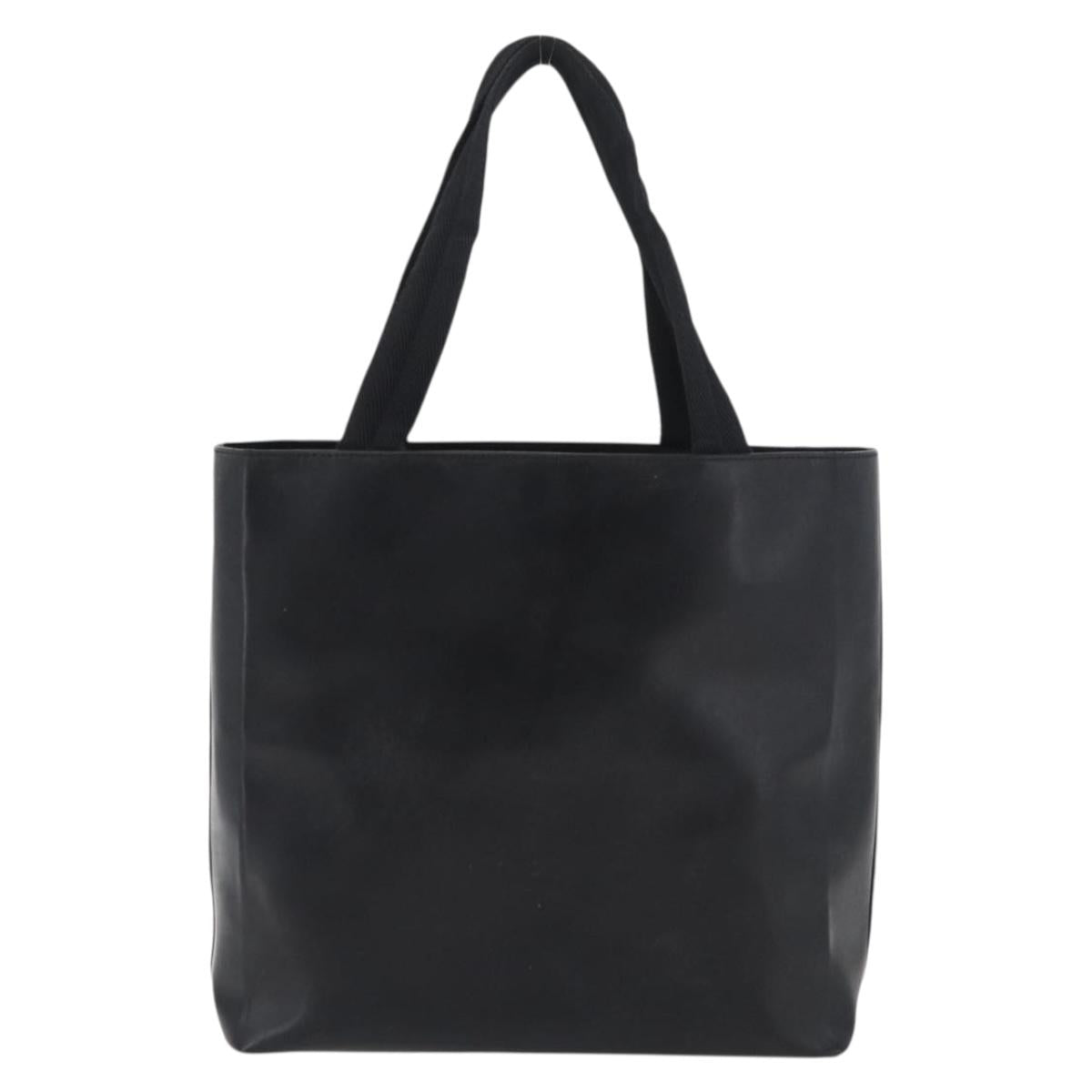 PRADA Hand Bag Leather Black Silver Auth 169378