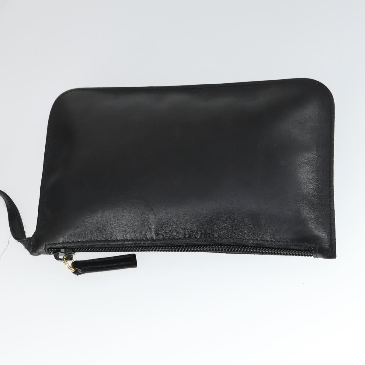 GUCCI Bamboo Shoulder Bag Leather Black Gold 001 2113 1880 Auth 169379