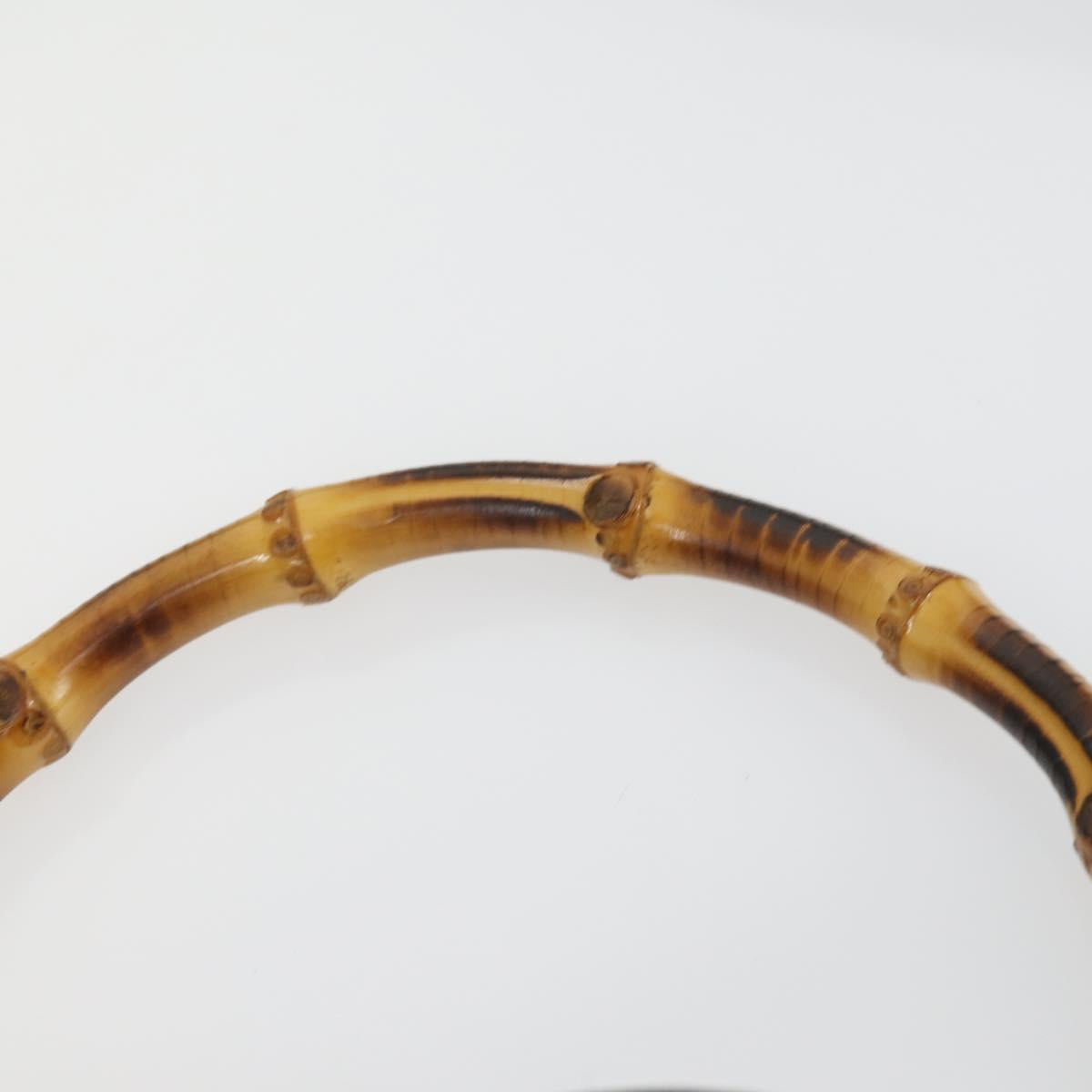 GUCCI Bamboo Hand Bag Nylon 2way Brown Silver 001 1781 1577 Auth 169380