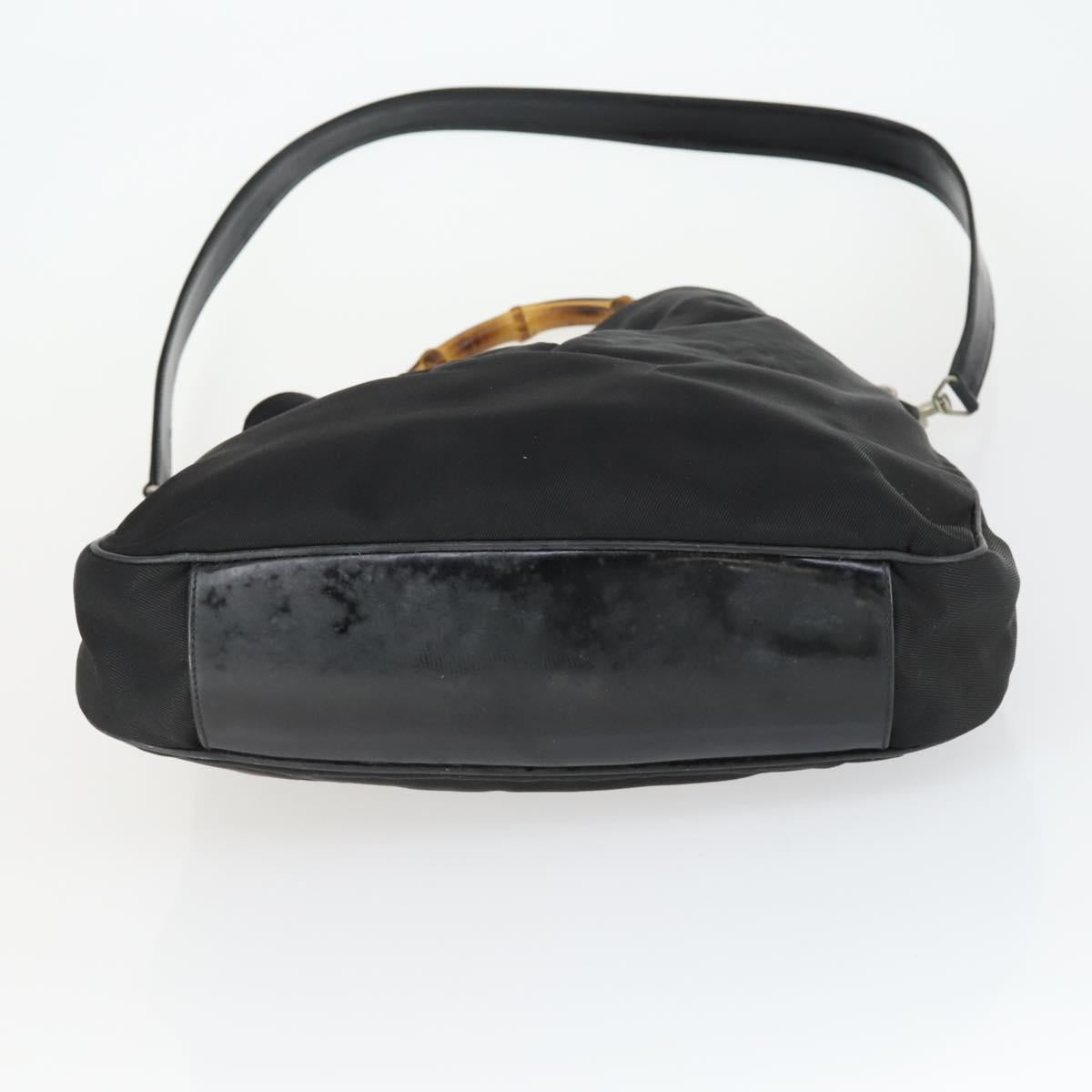 GUCCI Bamboo Hand Bag Nylon 2way Brown Silver 001 1781 1577 Auth 169380