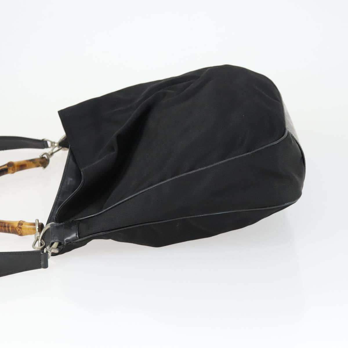 GUCCI Bamboo Hand Bag Nylon 2way Brown Silver 001 1781 1577 Auth 169380