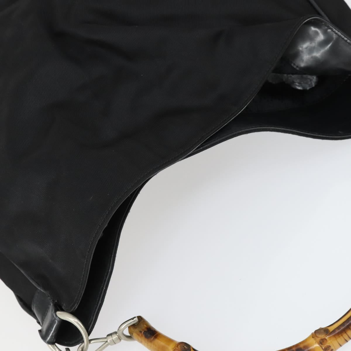 GUCCI Bamboo Hand Bag Nylon 2way Brown Silver 001 1781 1577 Auth 169380