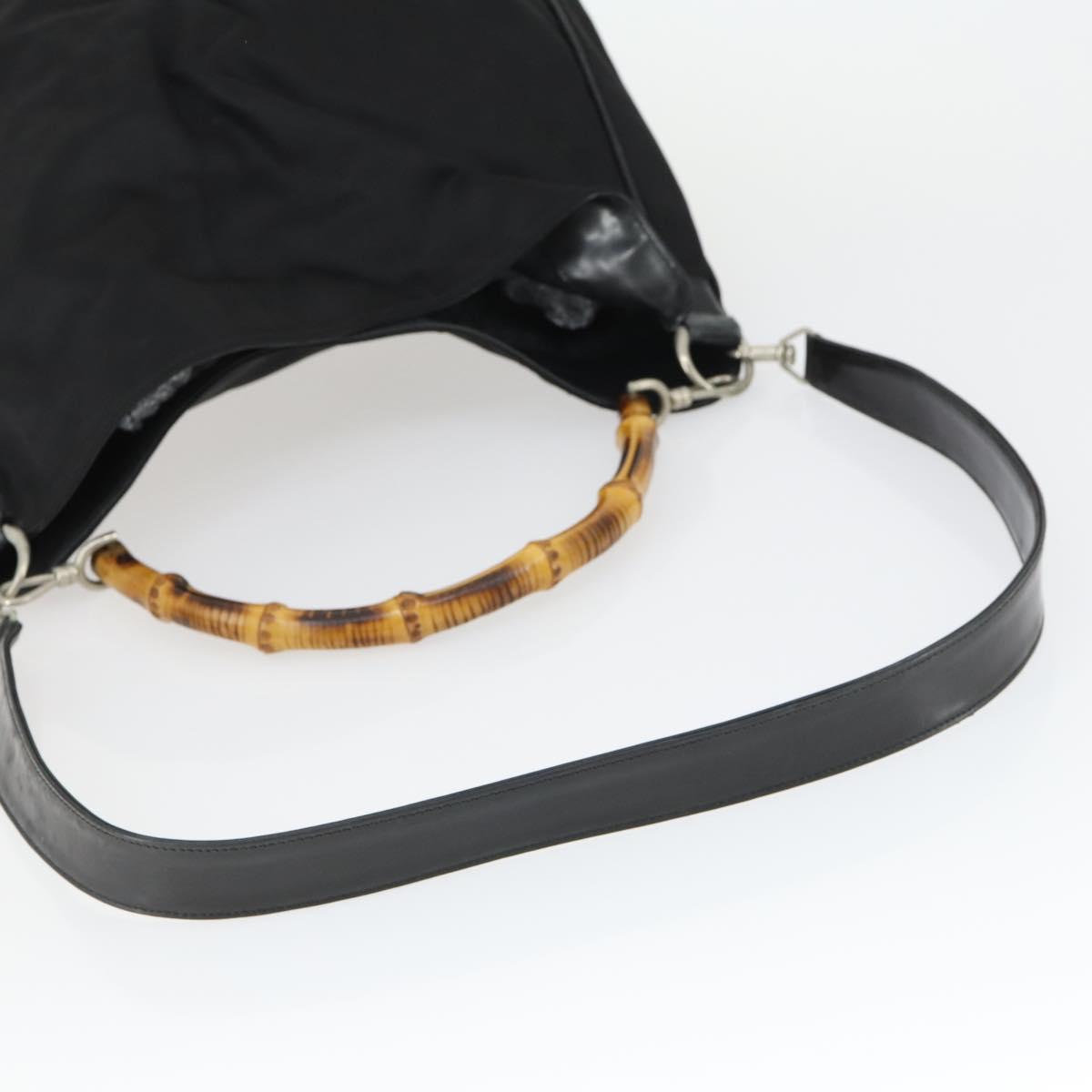 GUCCI Bamboo Hand Bag Nylon 2way Brown Silver 001 1781 1577 Auth 169380