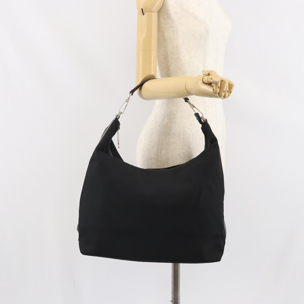 GUCCI Shoulder Bag Nylon Black Silver 001 1955 Auth 169381
