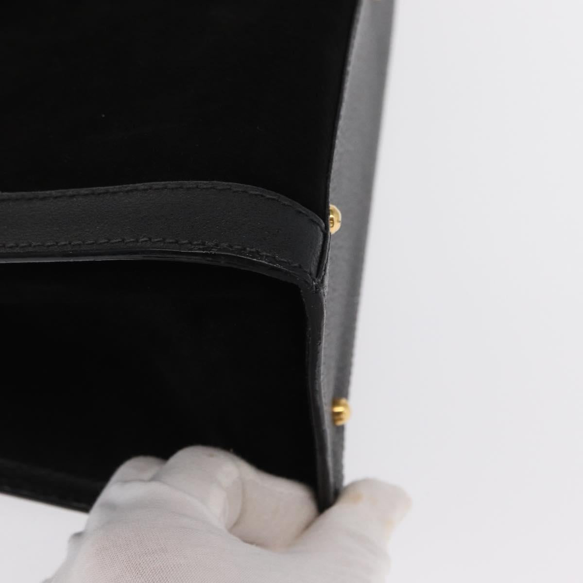 GUCCI Bamboo Hand Bag Suede Black Gold 002 1186 0260 Auth 169382