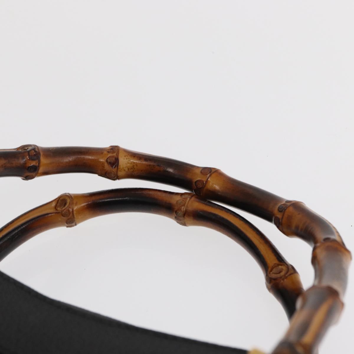 GUCCI Bamboo Hand Bag Suede Black Gold 002 1186 0260 Auth 169382