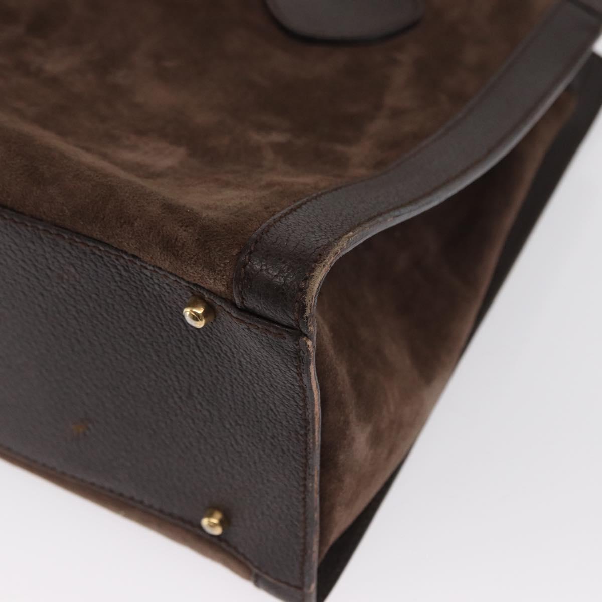 GUCCI Bamboo Hand Bag Suede Brown Gold 002 1095 0260 Auth 169383