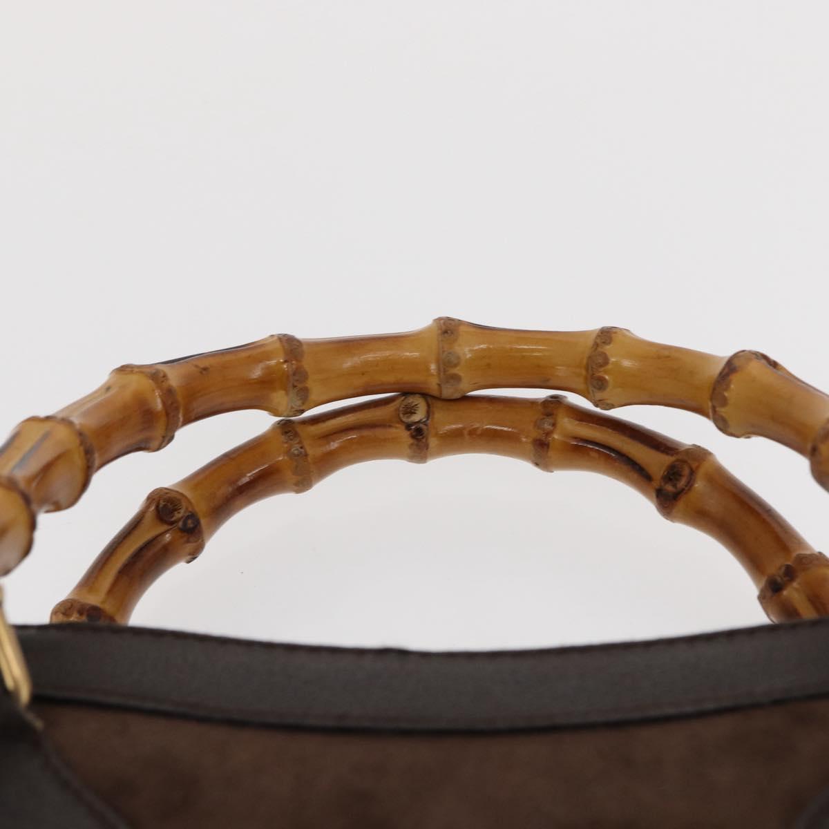 GUCCI Bamboo Hand Bag Suede Brown Gold 002 1095 0260 Auth 169383