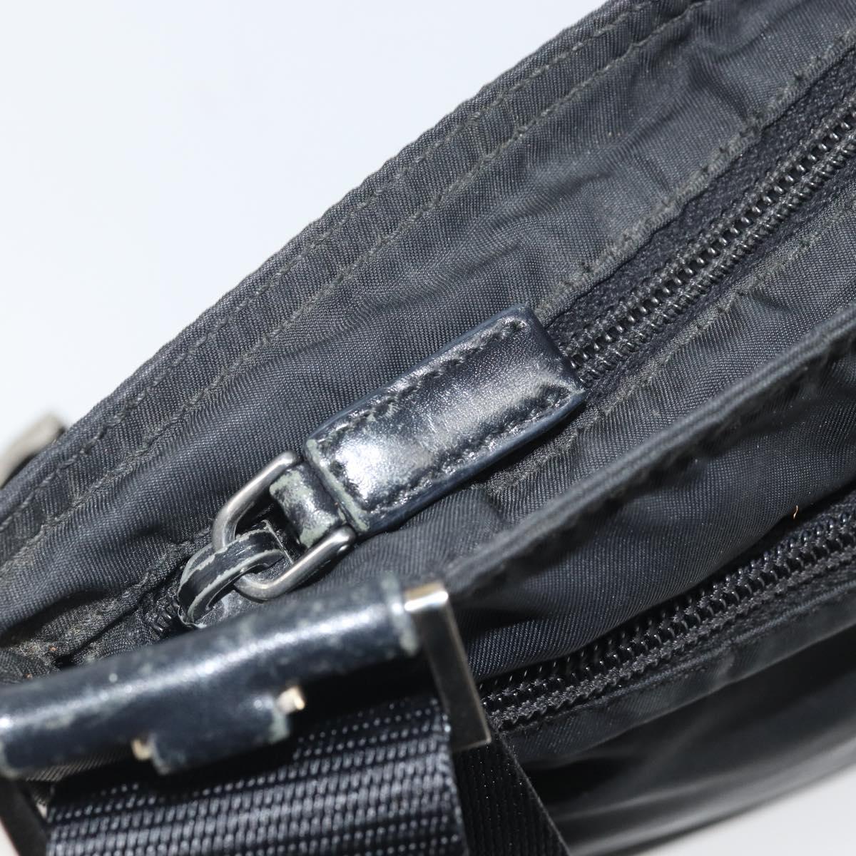 PRADA Shoulder Bag Nylon Black Silver Auth 169384
