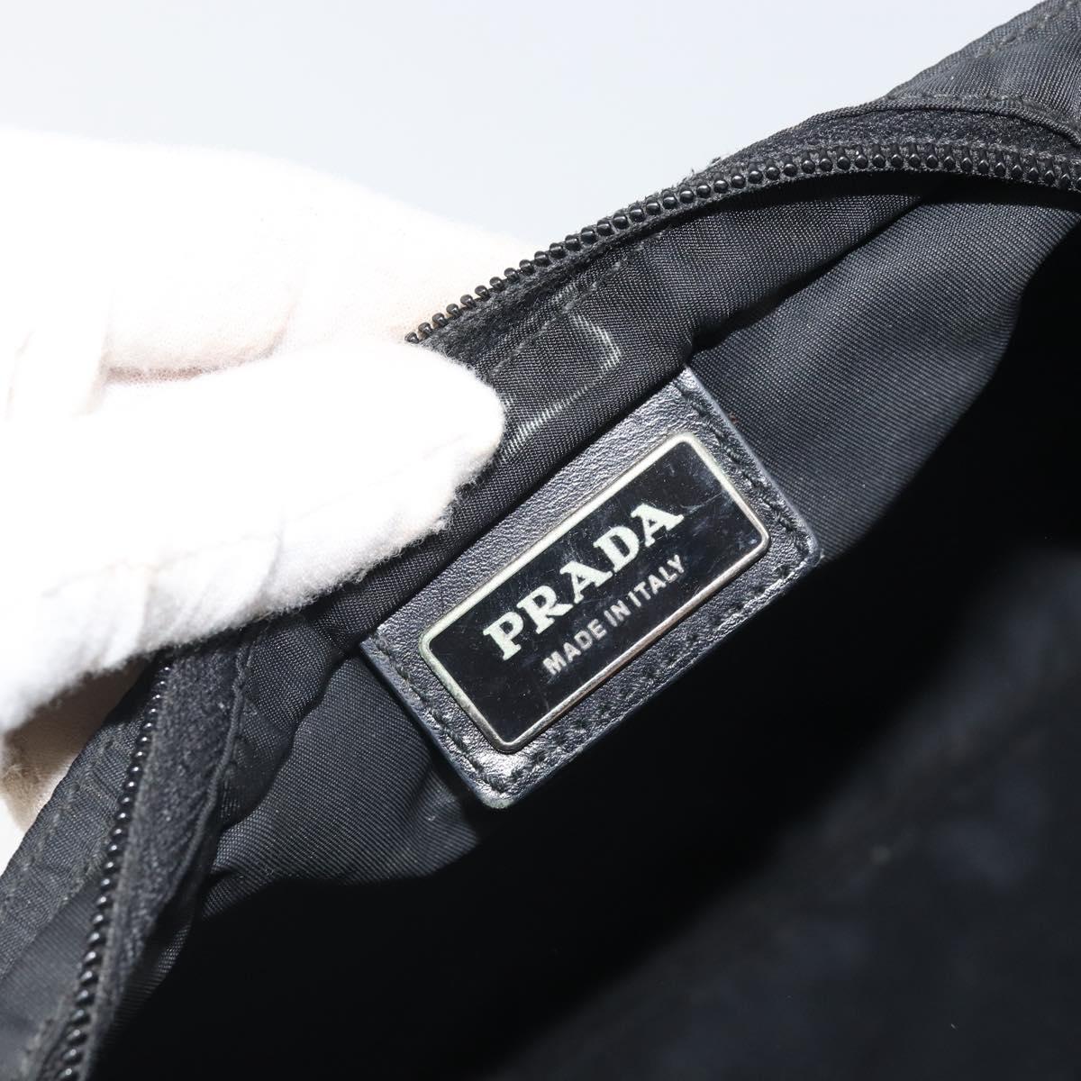PRADA Shoulder Bag Nylon Black Silver Auth 169384