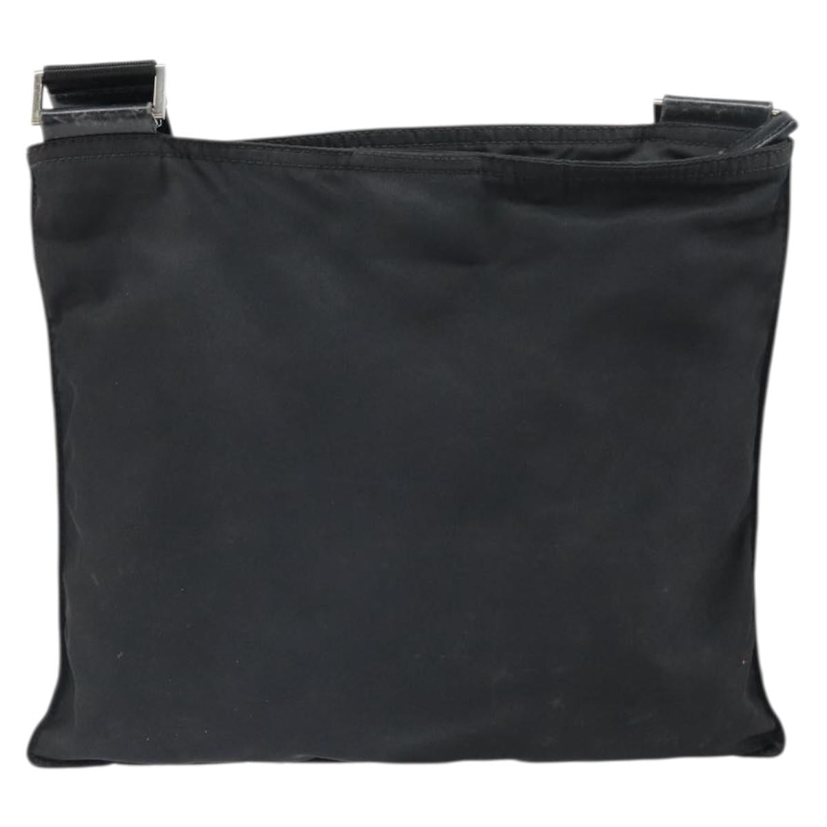 PRADA Shoulder Bag Nylon Black Silver Auth 169384