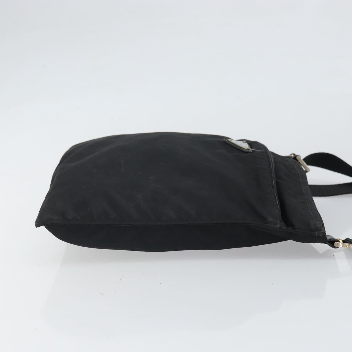 PRADA Shoulder Bag Nylon Black Silver Auth 169384