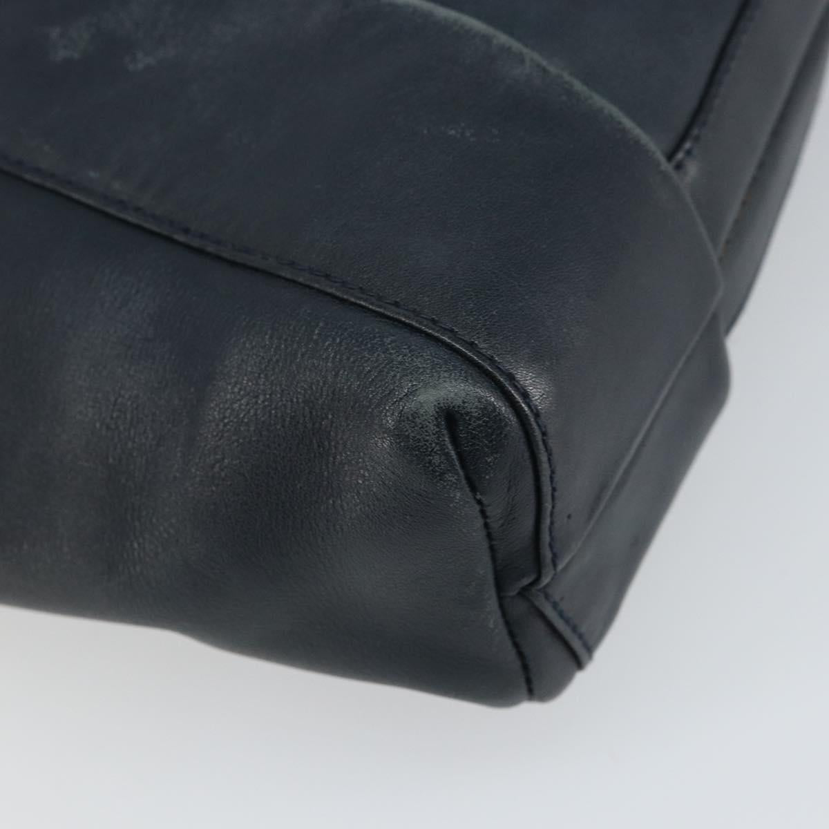 GUCCI Bamboo Clutch Bag Leather Navy Gold Auth 169388