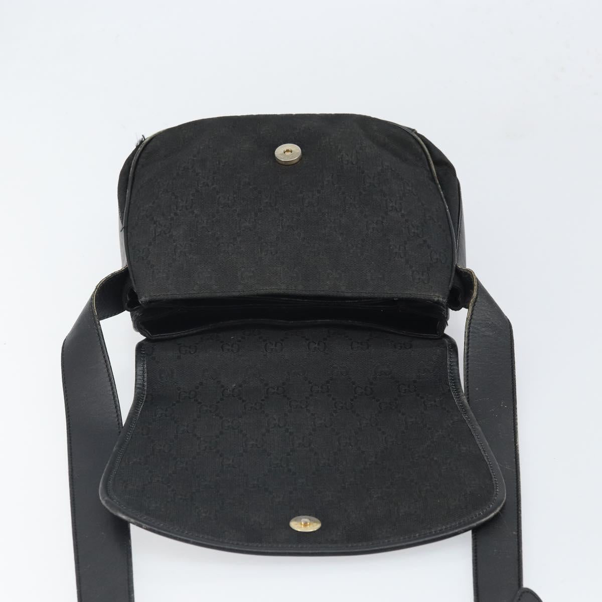 GUCCI GG Canvas Shoulder Bag Black Silver 001 2855 1625 0 Auth 169389