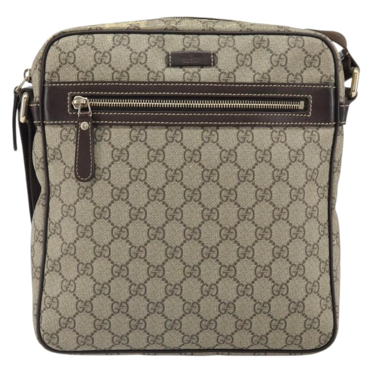 GUCCI GG Supreme Shoulder Bag PVC Beige Gold 201448 Auth 169391