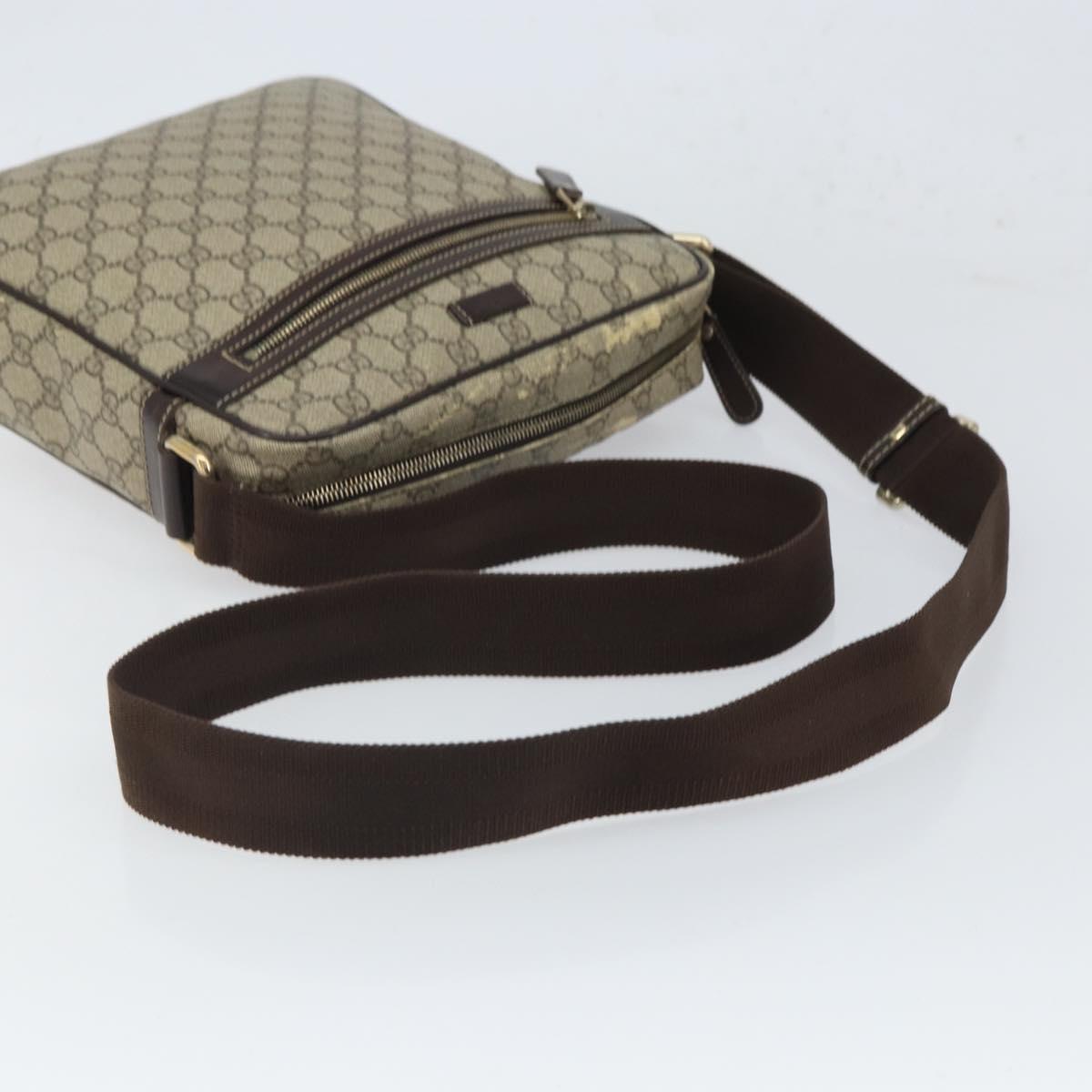 GUCCI GG Supreme Shoulder Bag PVC Beige Gold 201448 Auth 169391